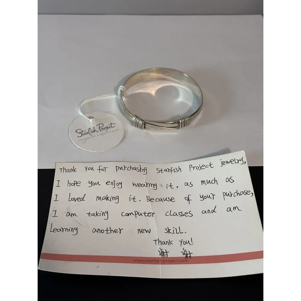 Starfish Project Silver Cuff Bangle Bracelet Adjustable NWT